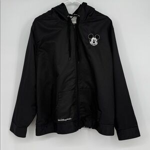 Walt Disney World Mickey Mouse Windbreaker Jacket Disney Parks Size 1X Black Zip